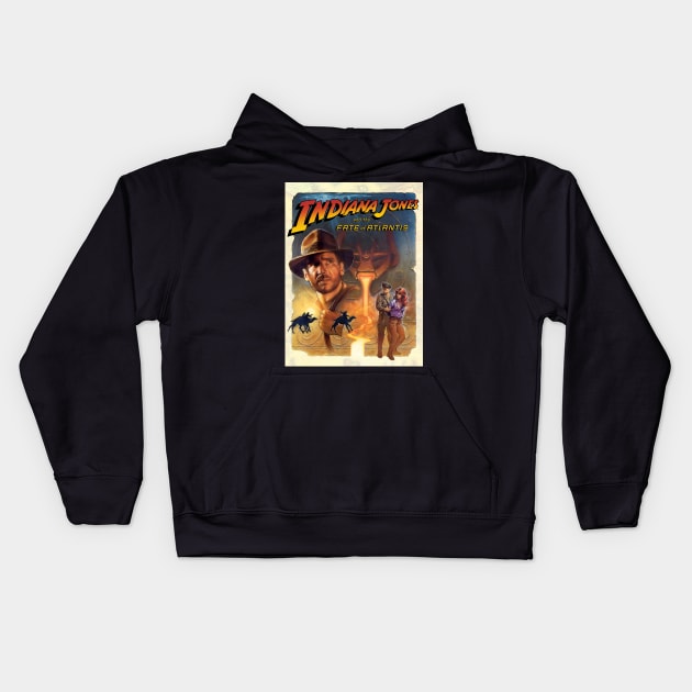 Indiana Jones and the Fate of Atlantis [Text] Kids Hoodie by Zagreba